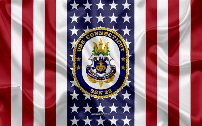 USS Connecticut Tunnus, SSN-22, Amerikan Lippu, YHDYSVALTAIN Laivaston, USA, USS Connecticut Rintanappi, YHDYSVALTAIN sotalaiva, Tunnus USS Connecticut