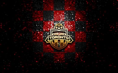 トロントFC, キラキラのロゴ, MLS, 赤黒の市松模様の背景, カナダ, カナダのサッカーチーム, 主要リーグサッカー, FCトロントロゴ, モザイクart, サッカー, 米