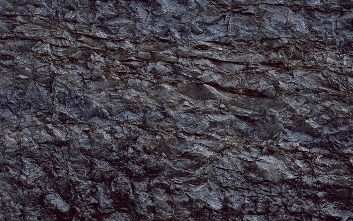 noir de charbon texture, 4k, naturel texture de pierre, roches noires, macro, des pierres noires, de pierre, de milieux, de la pierre noire de la texture, noir de charbon, le charbon, les textures, fond noir