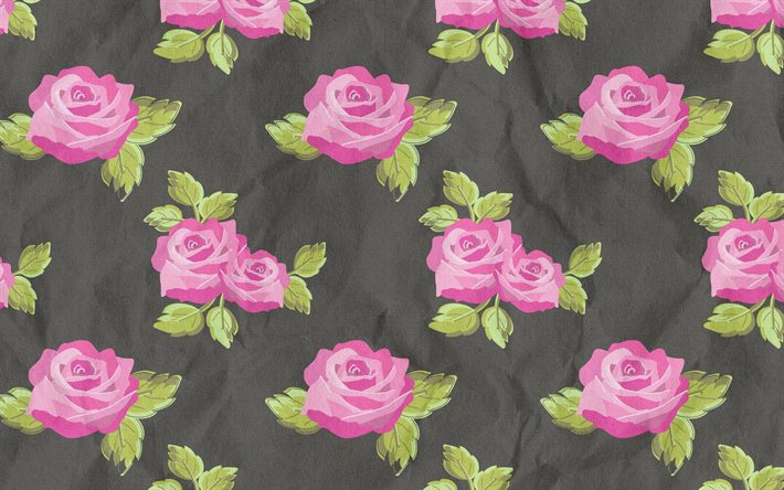 puprle roses pattern, 4k, floral patterns, decorative art, background with roses, flowers, roses patterns, abstract roses pattern, floral textures