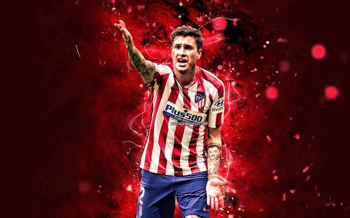 Jose Maria Gimenez, 2020, O atl&#233;tico de Madrid FC, Uruguaia de futebol, A Liga, Jose Maria Gimenez de Vargas, luzes de neon, futebol, LaLiga, Jose Gimenez