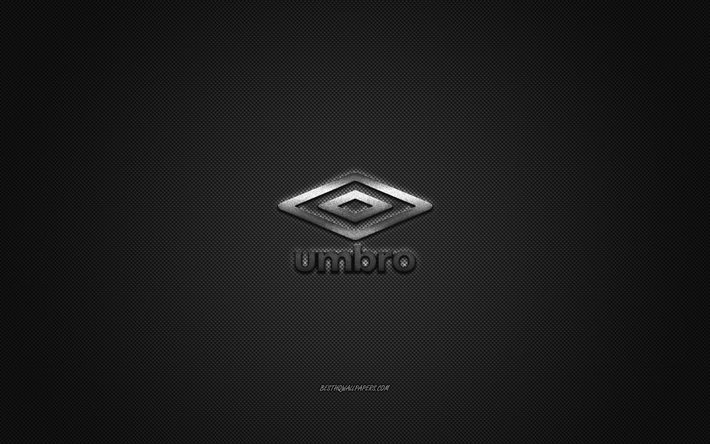 Umbro logo, metal amblem, giyim markası, siyah karbon doku, global hazır giyim markaları, Umbro, moda kavramı, Umbro amblemi