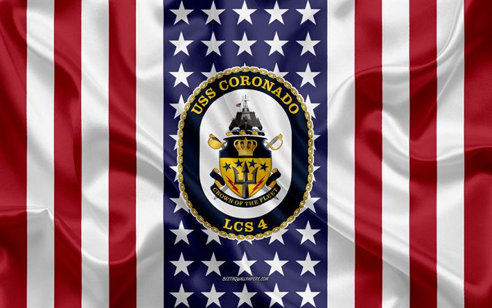 USS Coronado USS Coronado Amblemi, LCM-4, Amerikan Bayrağı, ABD Deniz Kuvvetleri, ABD, USS Coronado Rozet, ABD savaş gemisi, Amblemi