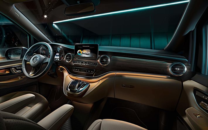 Mercedes-Benz Vito Tourer, 2020, interno, vista dell&#39;interno, il nuovo Vito Tourer, le auto tedesche, Mercedes