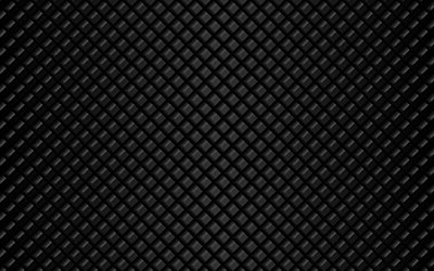 黒キューブ, 4k, 正方形パターン, 3Dアート, 黒色, キューブのパターン, 幾何学, キューブ感, 正方形質感, 幾何学的形状, 黒い背景