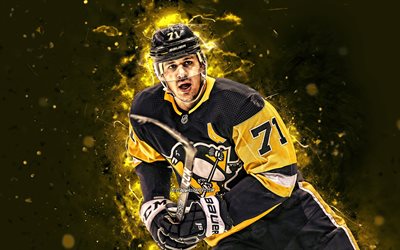 Evgeni Malkin, 4k, Geno, Pittsburgh Penguins, estrellas del hockey, NHL, hockey, luces de ne&#243;n, estados UNIDOS, Evgeni Malkin 4K