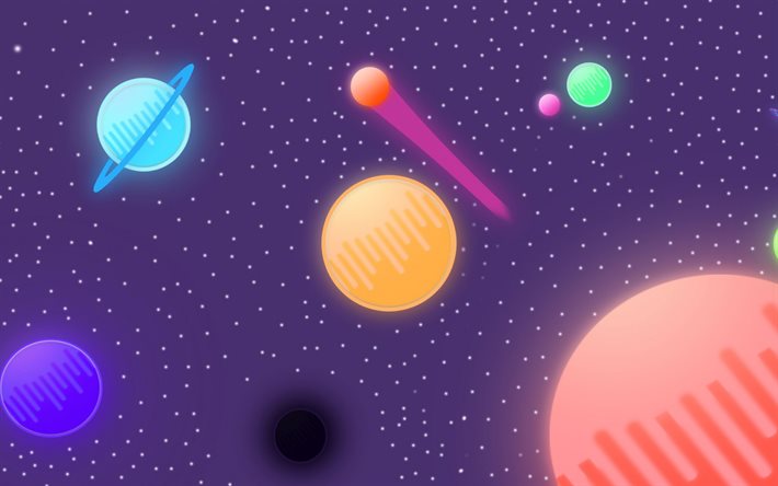 abstract space, comets, planets, galaxy, creative, stars, abstract galaxy