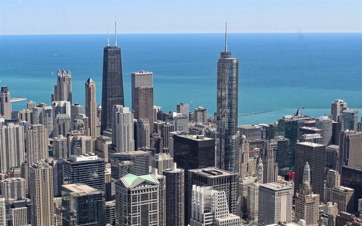Chicago, 875 North Michigan Avenue, Trump International Hotel, Tower Chicago, skyscrapers, cityscape, modern buildings, Illinois, USA