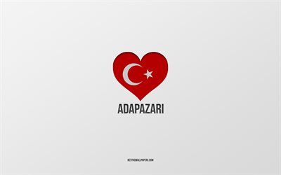 I Love Adapazari, Turkish cities, gray background, Adapazari, Turkey, Turkish flag heart, favorite cities, Love Adapazari