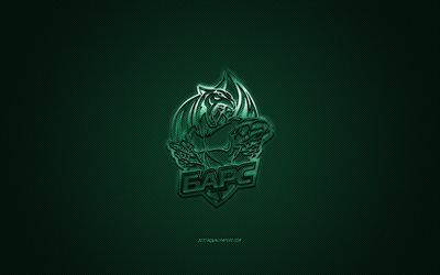 Ak Bars Kazan, Russian hockey club, Kontinental Hockey League, green logo, green carbon fiber background, ice hockey, Kazan, Russia, Ak Bars Kazan logo