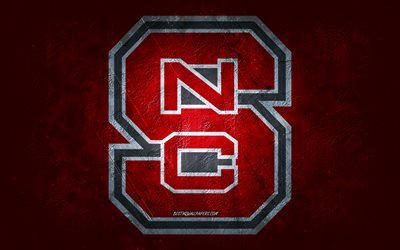 NC State Wolfpack, American football team, red stone background, NC State Wolfpack logo, grunge art, NCAA, American football, USA, NC State Wolfpack emblem