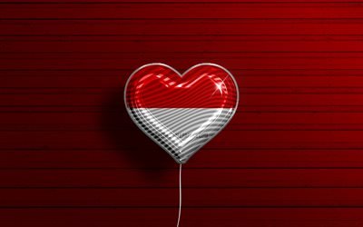 I Love Hesse, 4k, realistic balloons, red wooden background, States of Germany, Hesse flag heart, flag of Hesse, balloon with flag, German states, Love Hesse, Germany