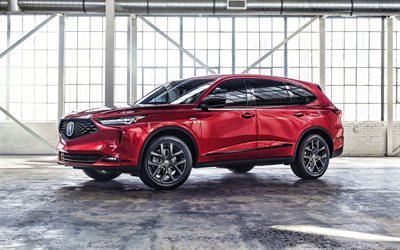 2022, Acura MDX, 4k, front view, exterior, red SUV, new red MDX, japanese cars, Acura