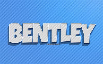 Bentley, fond de lignes bleues, fonds d&#39;&#233;cran avec noms, nom Bentley, noms masculins, carte de voeux Bentley, dessin au trait, photo avec nom Bentley