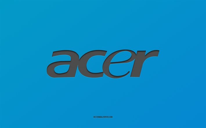 Logo Acer, fond bleu, logo carbone Acer, texture papier bleu, embl&#232;me Acer, Acer