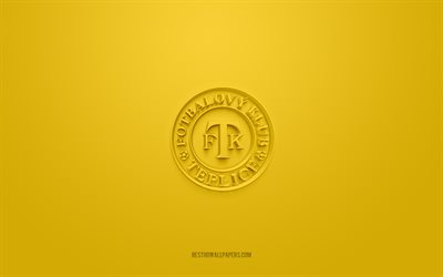 FK Teplice, creative 3D logo, yellow background, Czech First League, 3d emblem, Czech football club, Teplice, Czech Republic, 3d art, football, FK Teplice 3d logo