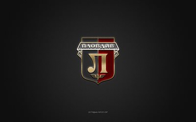 PFC Lokomotiv Plovdiv, Bulgarian football club, red logo, gray carbon fiber background, Bulgarian First League, Parva liga, football, Plovdiv, Bulgaria, PFC Lokomotiv Plovdiv logo