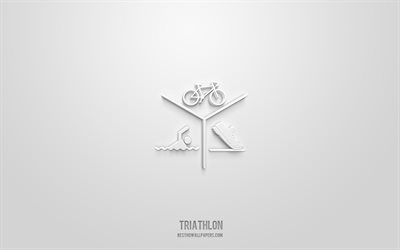 triathlon 3d icon, sport background, 3d symbols, triathlon, sport icons, 3d icons, triathlon sign, sport 3d icons