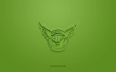 Gainare Tottori, creative 3D logo, green background, J3 League, 3d emblem, Japan Football Club, Tottori, Japan, 3d art, football, Gainare Tottori 3d logo