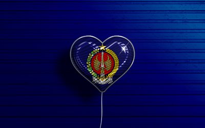 I Love Special Region of Yogyakarta, 4k, realistic balloons, blue wooden background, Day of Special Region of Yogyakarta, Indonesia, balloon with flag, Provinces of Indonesia, Special Region of Yogyakarta