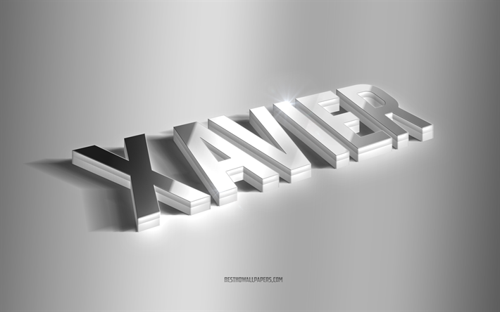 xavier, arte 3d plateado, fondo gris, fondos de pantalla con nombres, nombre xavier, tarjeta de felicitaci&#243;n xavier, arte 3d, imagen con el nombre xavier