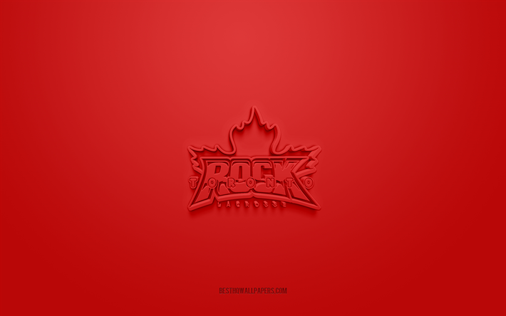 toronto rock, luova 3d-logo, punainen tausta, national lacrosse league, 3d-tunnus, canadian box lacrosse team, nll, toronto, kanada, usa, 3d art, lacrosse, toronto rock 3d logo