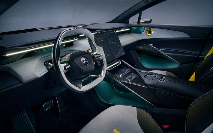 2023, Lotus Eletre, interior, interior view, dashboard, Eletre 2023 interior, electric cars, British cars, Lotus
