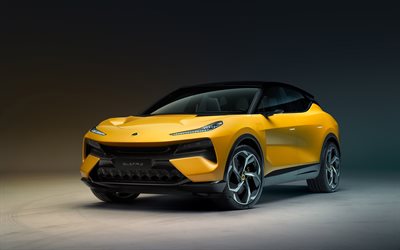 2023, Lotus Eletre, 4k, front view, exterior, new yellow Eletre, electric car, British cars, Lotus