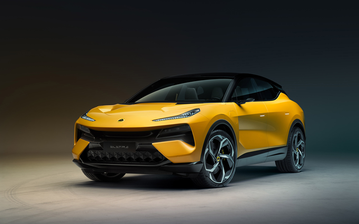 2023, lotus eletre, 4k, vista de frente, exterior, amarillo nuevo eletre, coche el&#233;ctrico, coches brit&#225;nicos, lotus