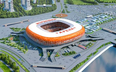 Mordovia Arena, 4k, Russian football stadium, 2018 FIFA World Cup, Russia 2018, modern sports arena, football, Saransk, Mordovia, Russia, FC Mordovia Saransk