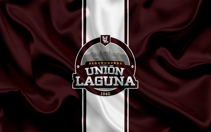 algodoneros union laguna, 4k, mexican baseball club, logo, silk texture, lmb, emblem, burgundy flag, baseball mexican league, triple-a minor league, torreon, mexiko