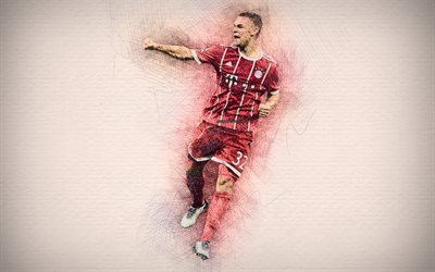 Joshua Kimmich, 4k, artwork, football stars, Bayern Munich, Kimmich, soccer, Bundesliga, footballers, drawing Joshua Kimmich, Bayern Munich FC