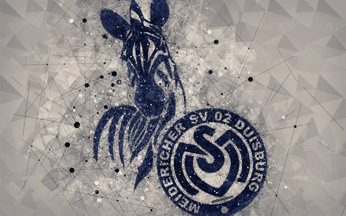 O MSV Duisburg, 4k, Alem&#227;o clube de futebol, criativo logotipo, arte geom&#233;trica, emblema, Duisburg, Alemanha, futebol, 2 Bundesliga, cinza resumo de plano de fundo, arte criativa