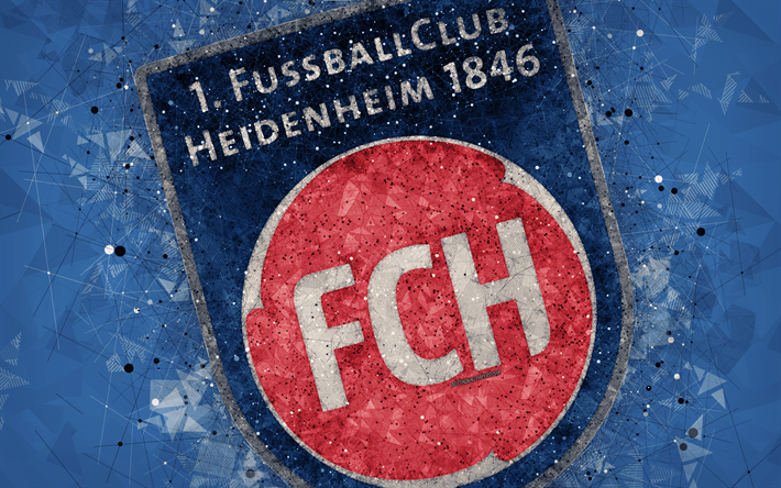 FC Heidenheim, 4k, Alem&#227;o clube de futebol, criativo logotipo, arte geom&#233;trica, emblema, Heidenheim em Brenz, Alemanha, futebol, 2 Bundesliga, azul resumo de plano de fundo, arte criativa