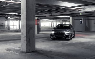 4k, Audi Q7, SUVs, tuning, 2018 cars, gray Q7, german cars, tunned Q7, Audi