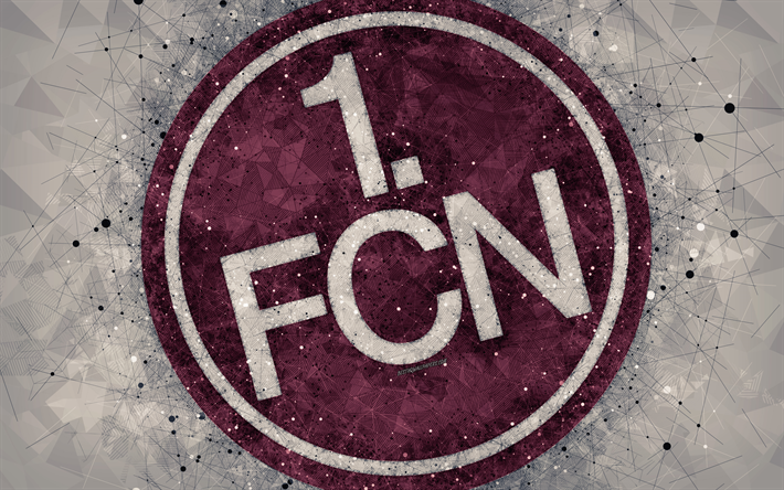 FC Nurnberg, 4k, German football club, creative logo, geometric art, emblem, Nuremberg, Germany, football, 2 Bundesliga, gray abstract background, creative art