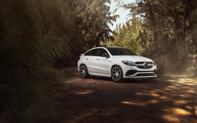 Mercedes GLE-Class Coupe, 4k, offroad, 2018 cars, tuning, C292, white GLE Coupe, Mercedes