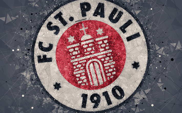 FC St Pauli, 4k, Alem&#227;o clube de futebol, criativo logotipo, arte geom&#233;trica, emblema, St Pauli, Alemanha, futebol, 2 Bundesliga, cinza resumo de plano de fundo, arte criativa