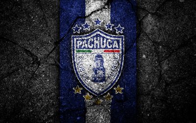 4k, Pachuca FC, logo, Liga MX, jalkapallo, Primera Division, musta kivi, Meksiko, Pachuca, asfaltti rakenne, football club, FC Pachuca