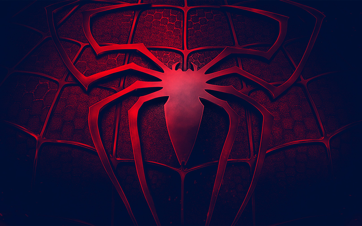 spider-man-logo, 3d, kunst, dunkelheit