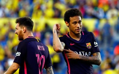 Neymar, Lionel Messi, footballers, Neymar Jr, FC Barcelona, football stars