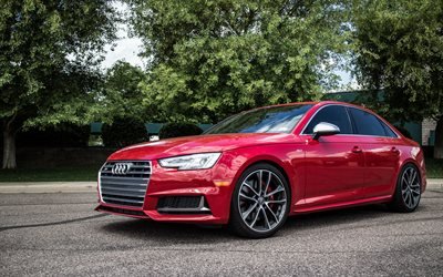 Audi S4, B9, 2017 araba, kırmızı s5, Audi Performans, Alman otomobil, Audi