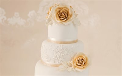 Düğün pastası, altın gül, pasta dekorasyon, düğün, tatlılar, pastalar