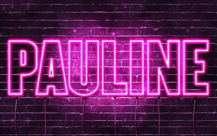 Pauline, 4k, wallpapers with names, female names, Pauline name, purple neon lights, Happy Birthday Pauline, popular german female names, picture with Pauline name