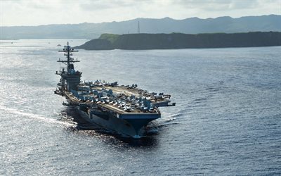 USS Theodore Roosevelt, CVN-71, Nimitz-class aircraft carrier, fighters on deck, United States Navy, nuclear-powered aircraft carrier, US Navy