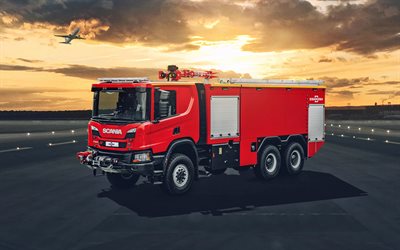Scania P500 XT, caminh&#227;o de bombeiros, servi&#231;os de resgate, moderno motor de fogo, Scania LPGRS-intervalo, Scania