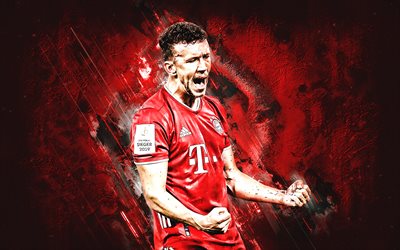 Ivan Perisic, FC Bayern Munich, croatian footballer, midfielder, portrait, Bundesliga, red stone background, Bayern Munich, football