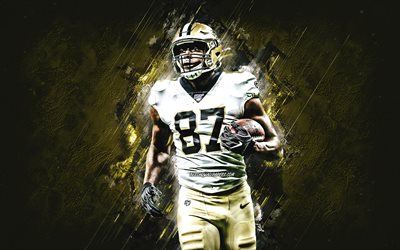 Jared Cook, New Orleans Saints, NFL, american football, golden stone background, creative art, National Football League, Jared Alan Cook