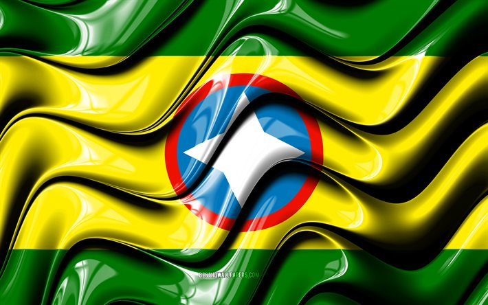Bandiera Bucaramanga, 4k, Citt&#224; della Colombia, Sud America, Giorno di Bucaramanga, Bandiera di Bucaramanga, Arte 3D, Bucaramanga, citt&#224; colombiane, Bandiera 3D di Bucaramanga, Colombia