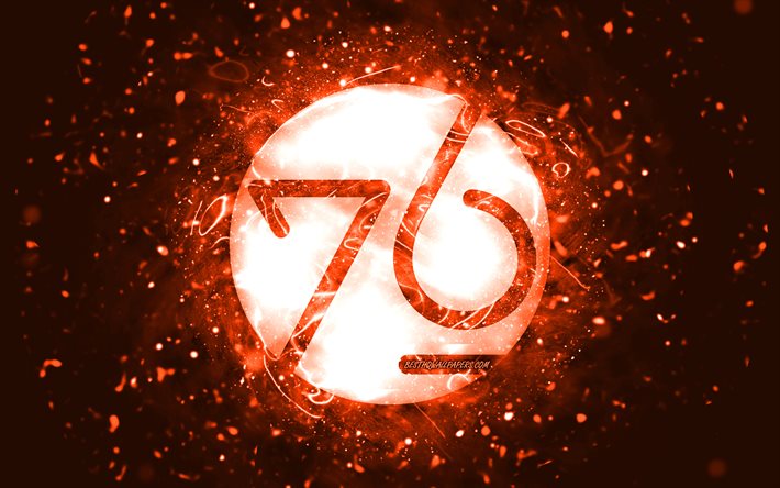 system76 oranssi logo, 4k, oranssi neonvalot, Linux, luova, oranssi abstrakti tausta, system76 logo, k&#228;ytt&#246;j&#228;rjestelm&#228;76